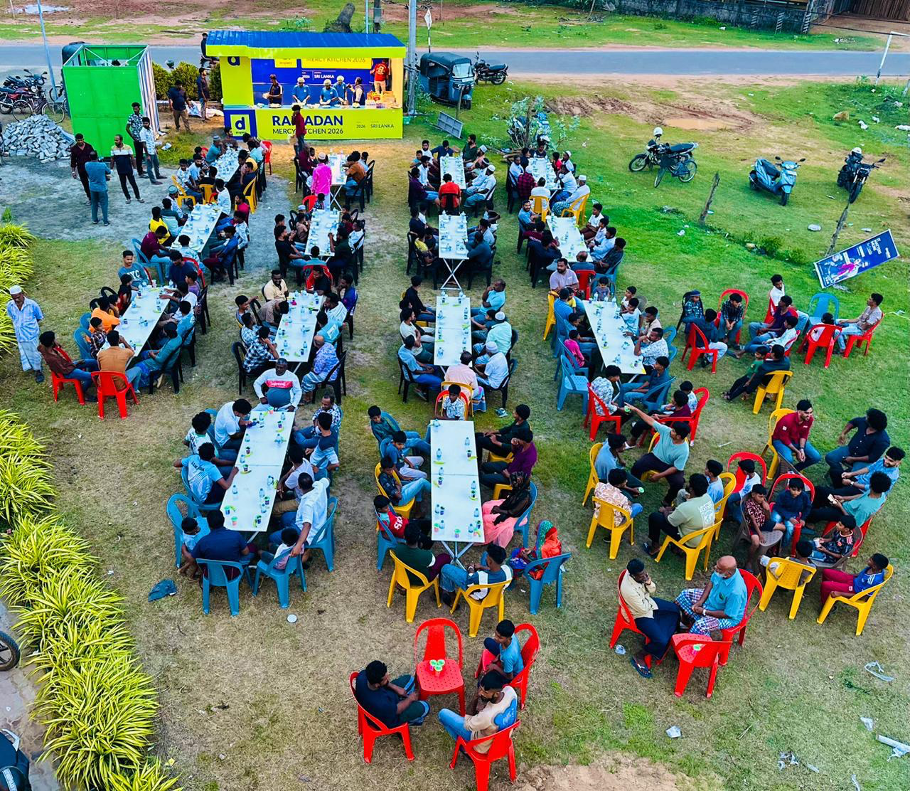Mercy Kitchen - Aerial view of community gathering in Sri Lanka